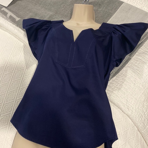 DIANE VON FÜRSTENBERG COTTON NAVY GORGEOUS TOP - Picture 3 of 13